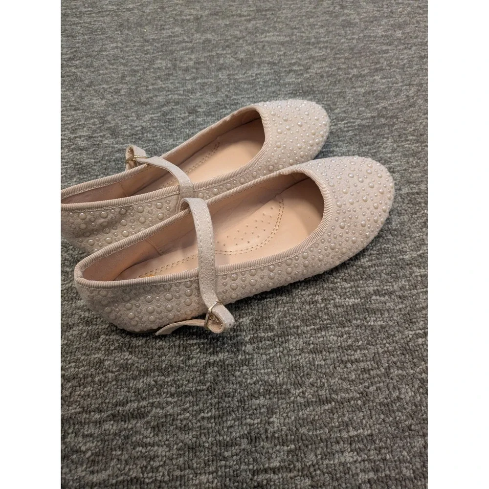 Lucky Top Kids Girls‎ Pearl Embellished Mary Jane Flats Blush Pink Size 3 Dressy